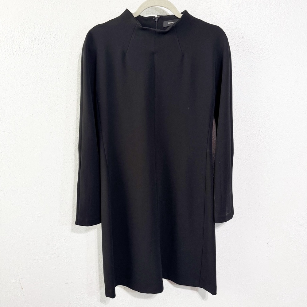 Theory Black Mock Neck Sheath dolman crepe Dress size 4